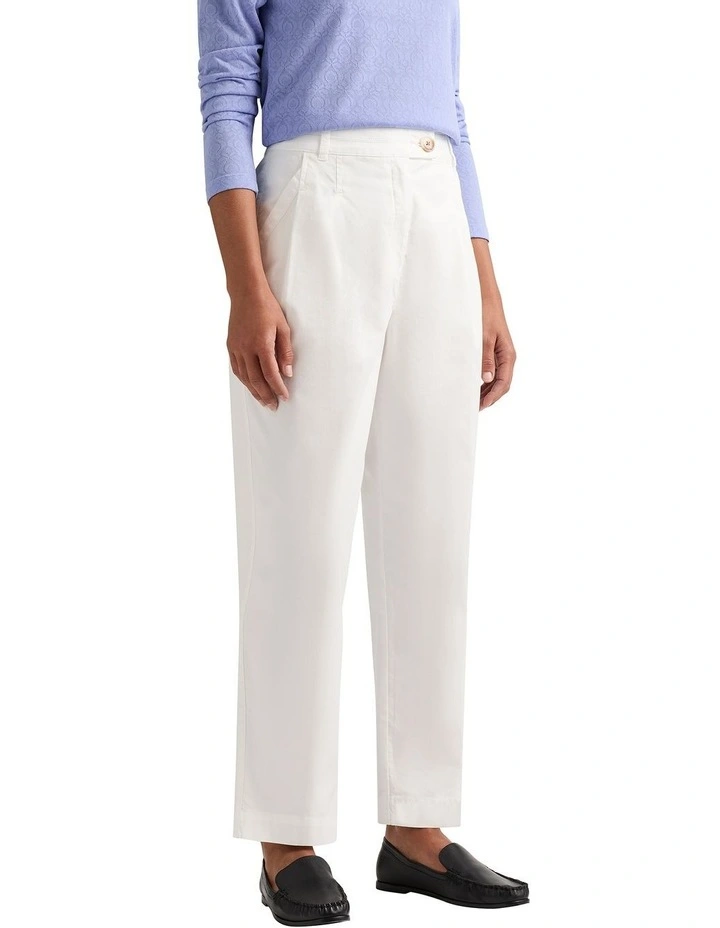 Mira Brushed Cotton Pant in White