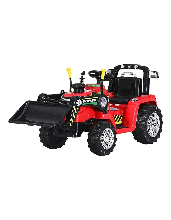 Electric Ride On Car Bulldozer Digger Loader Remote 6V in Red