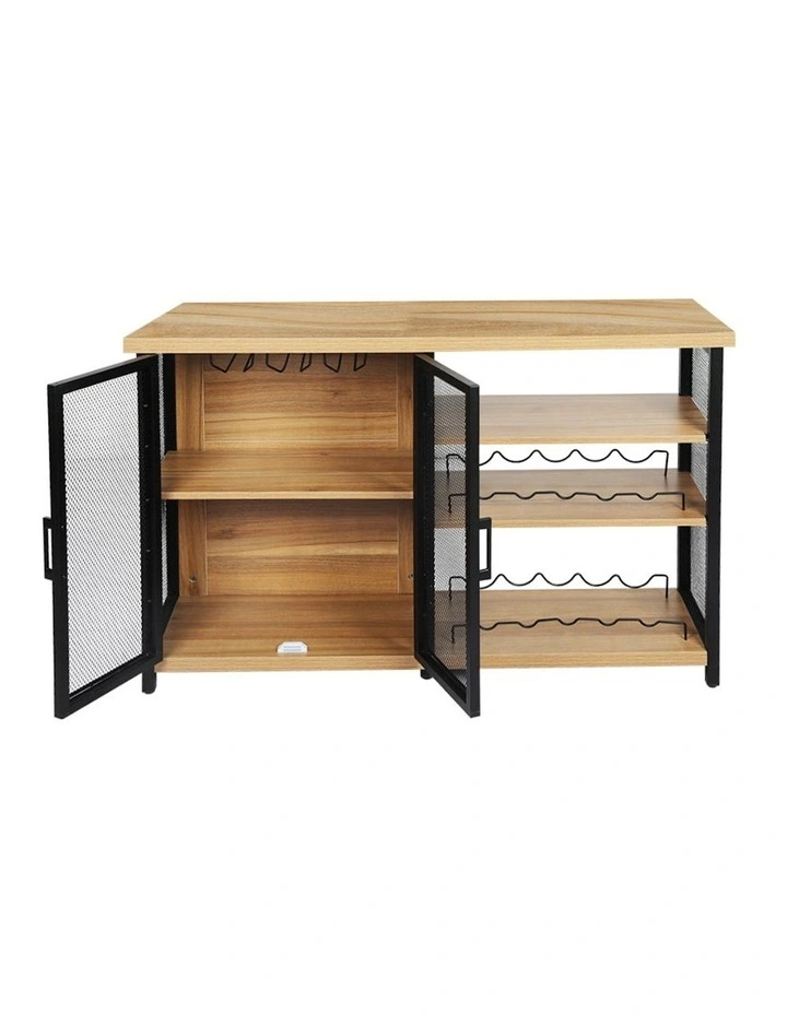 Industrial Wine Steamrack Adjustable Bar Cabinet 120cm in Brown