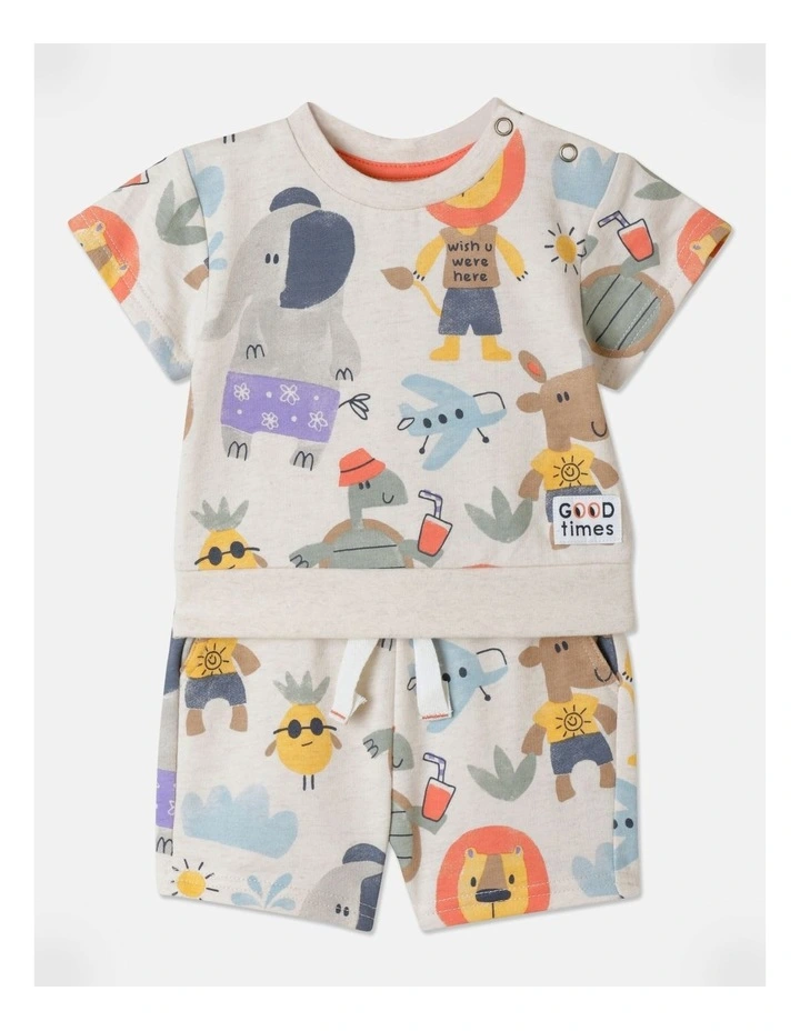 Vincent Top And Pant Set In Oat Marle