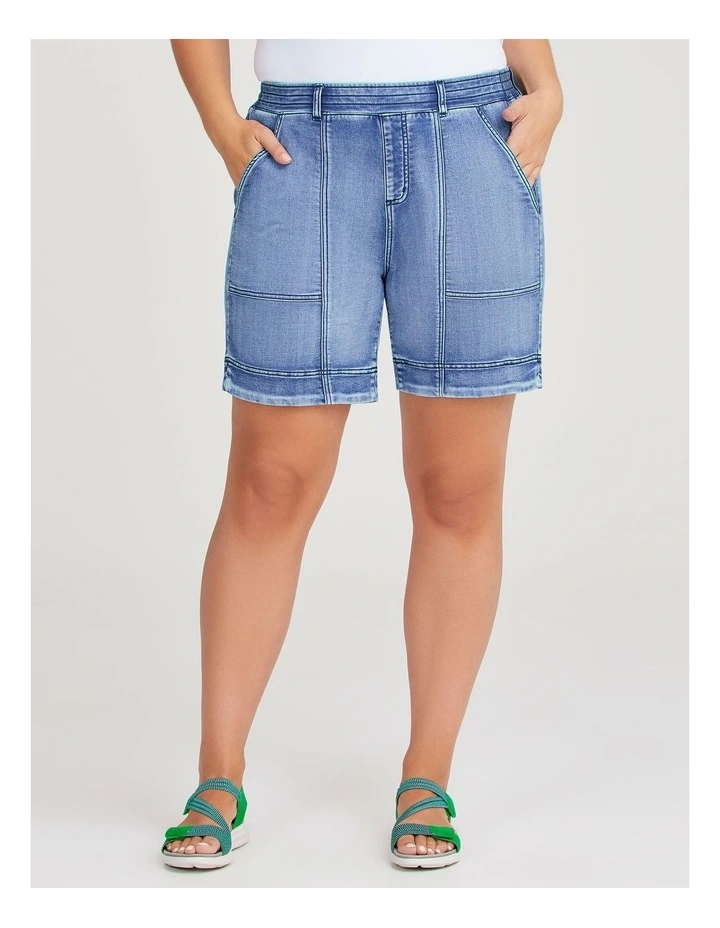 Cotton Pocket Denim Short in Eden Blue Denim