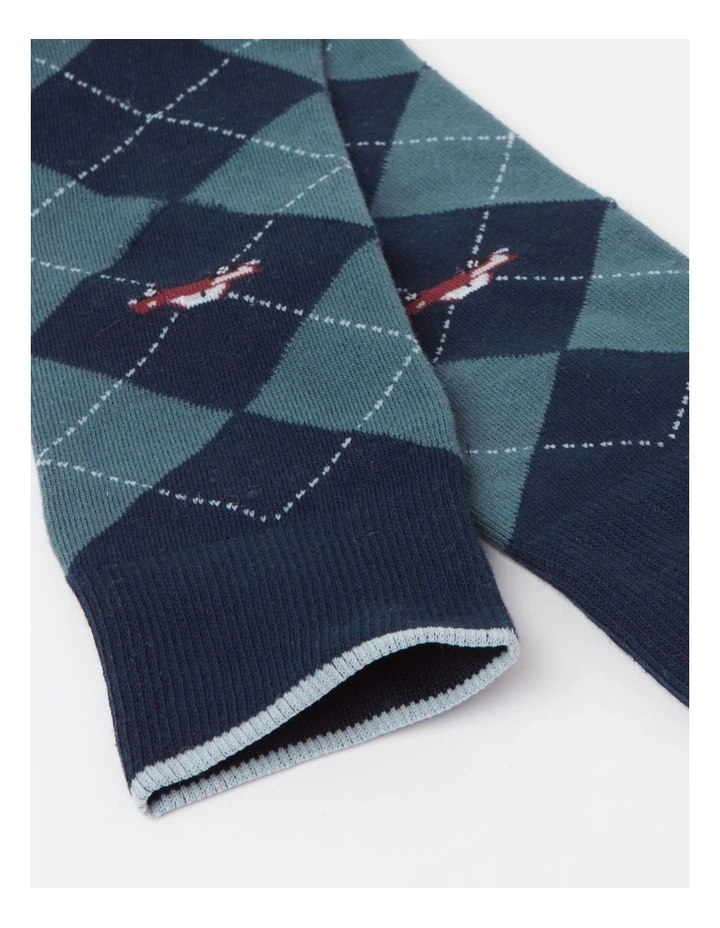 Argyle Mini Car Socks in French Navy