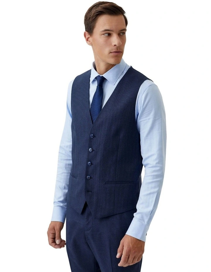 Butterworth Wool Suit Waistcoat in Navy