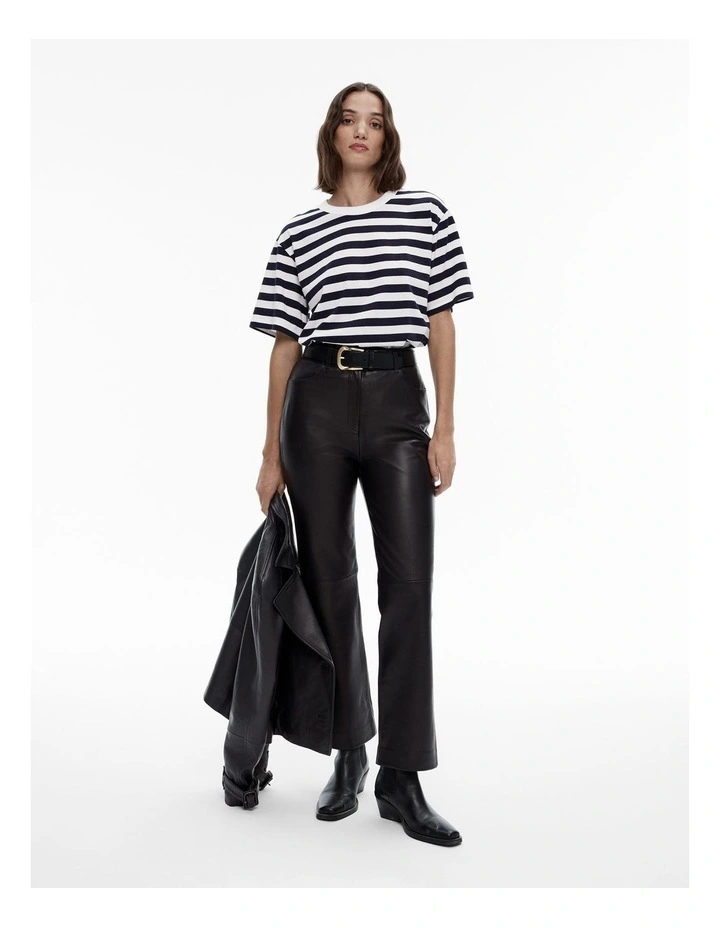Stripe Cotton Boyfriend Tee in Ink