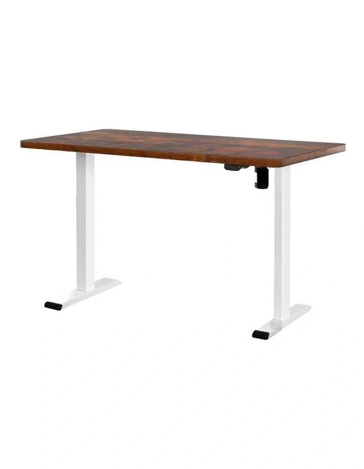 Electric Standing Desk in White/Brown