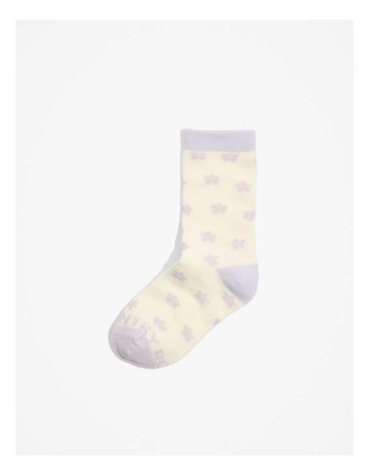 Organically Grown Cotton Blend Flower Sock in Lilac
