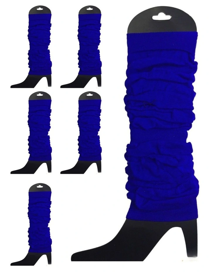 Knitted Leg Warmers 6 Pack in Royal Blue