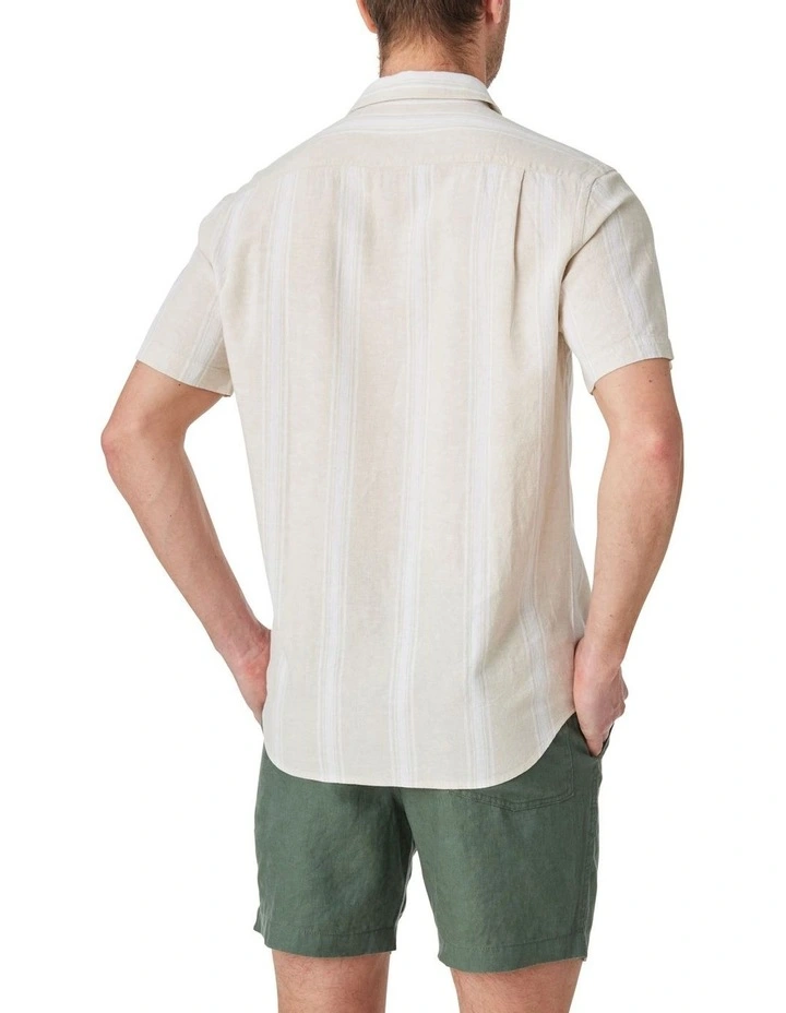 Bennett Linen Blend Stripe Shirt in Natural