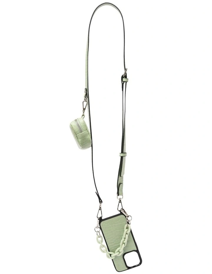 Calissa Croco Lanyard Phone Case iPhone 13 Pro in Green