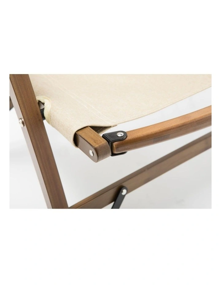 Bamboo Canvas Foldable Outdoor Camping Chair in Khaki/Beige