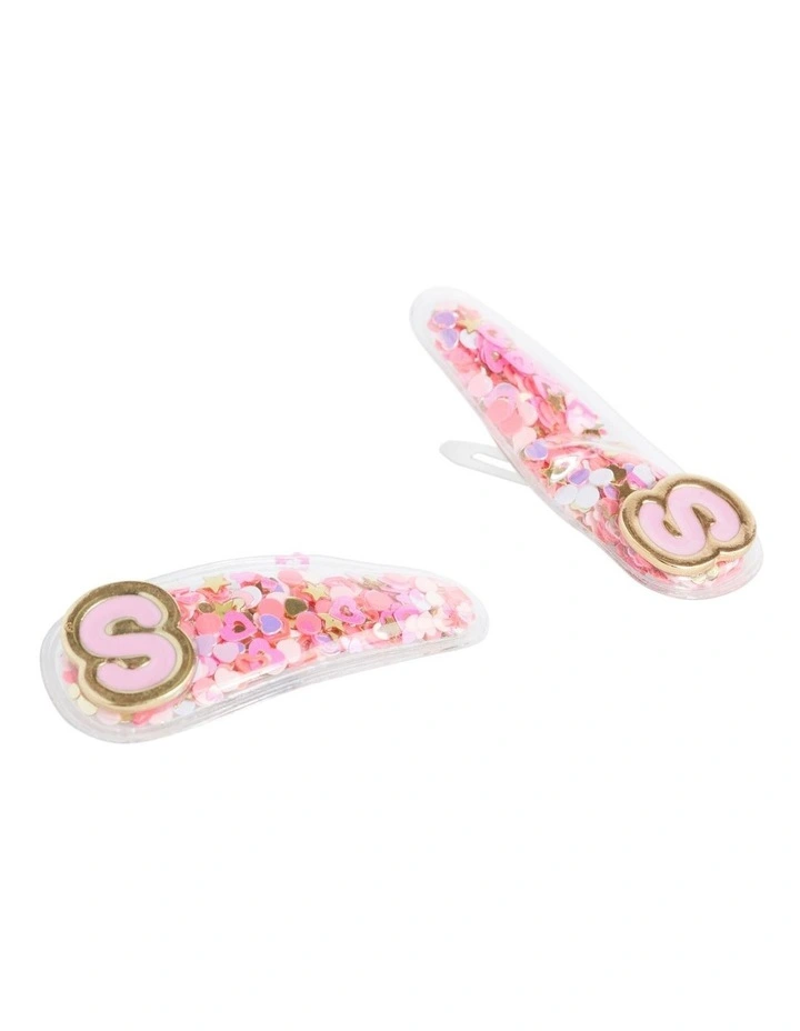 Initial "S" Confetti Snap Clips in Multi