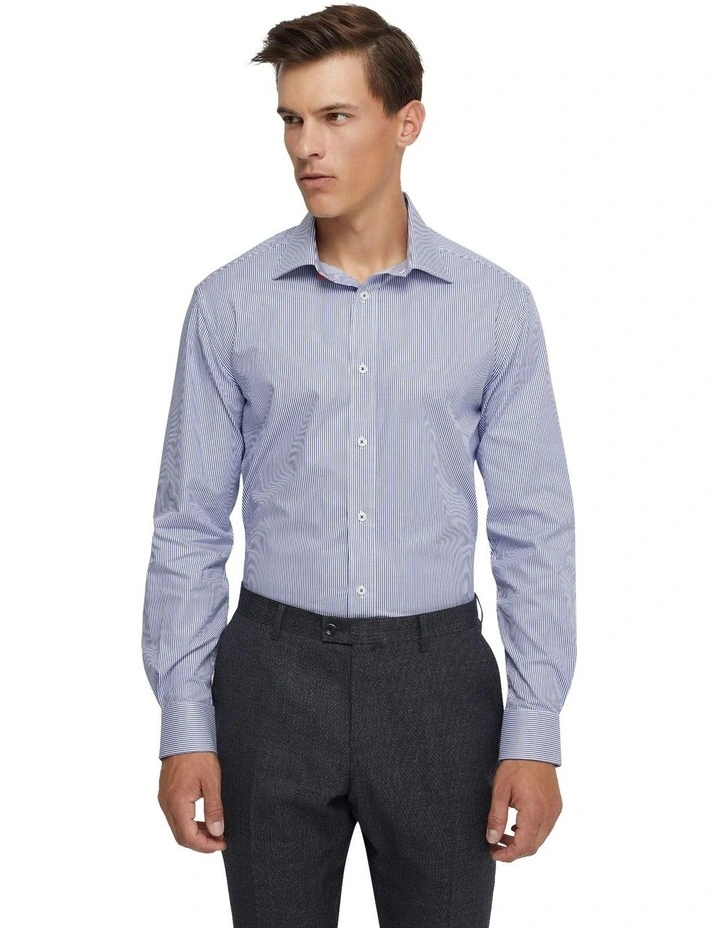 Islington Cotton Striped Shirt in Blue