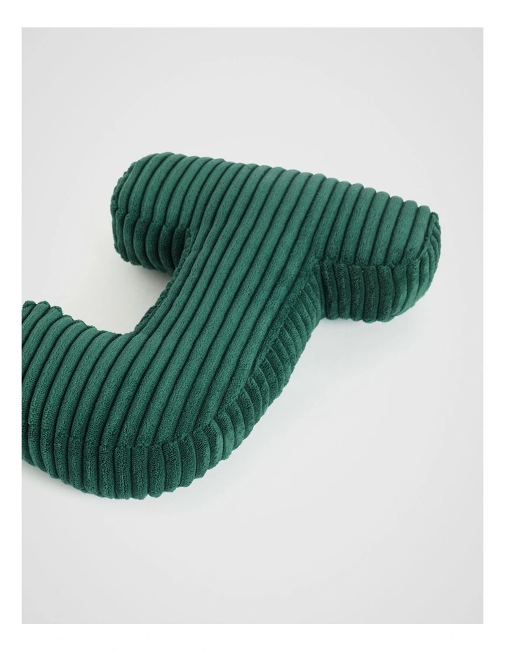 Ivy Cord Initial Cushion J in Green