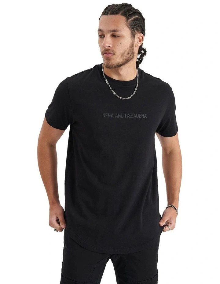 Friction Dual Curved T-shirt in Jet Black