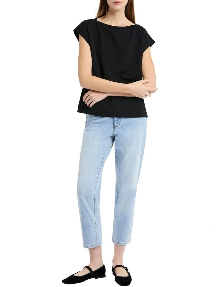 Annette Boat Neck Tee in Black