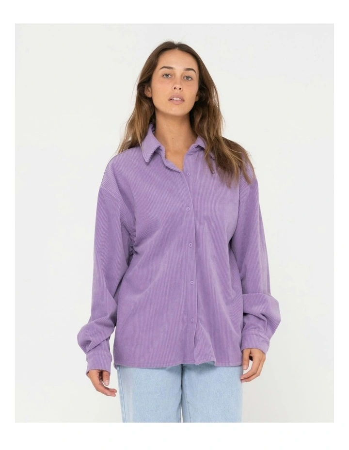 Chelsea Oversized Long Sleeve Cord Shirt in Purple