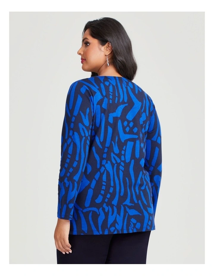 Bamboo Ponte Blues Top in Navy/Electric Blue