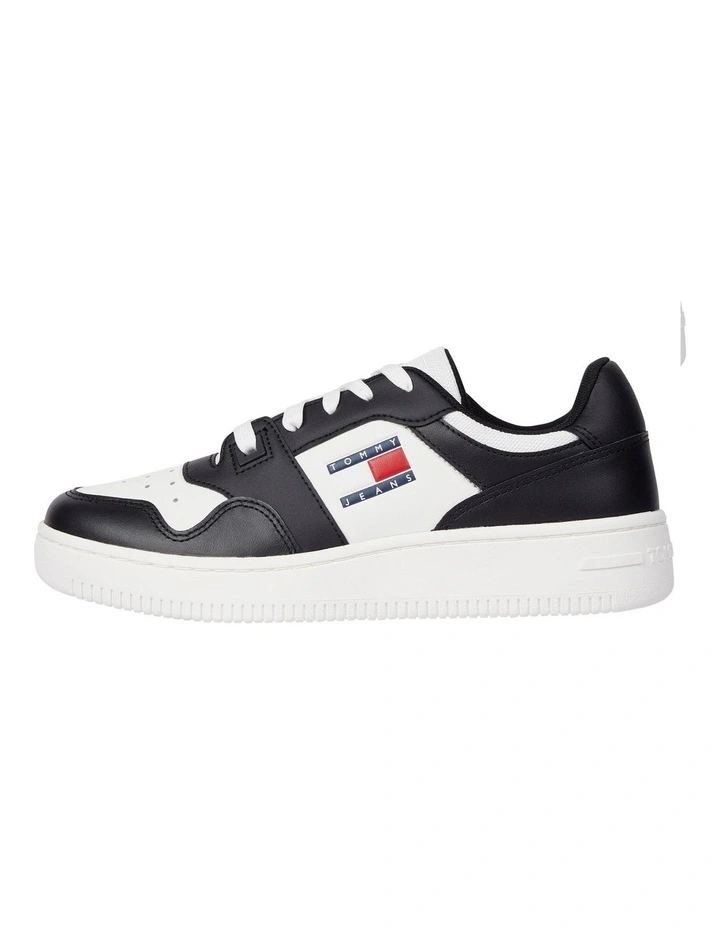 Retro Essential Leather Fine-Cleat Basketball Trainers Shoes in Black