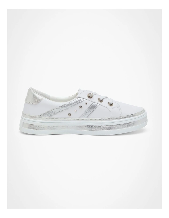 Stud Elastic Sneakers in White