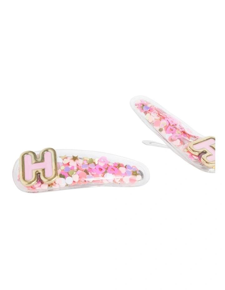 Initial "H" Confetti Snap Clips in Multi