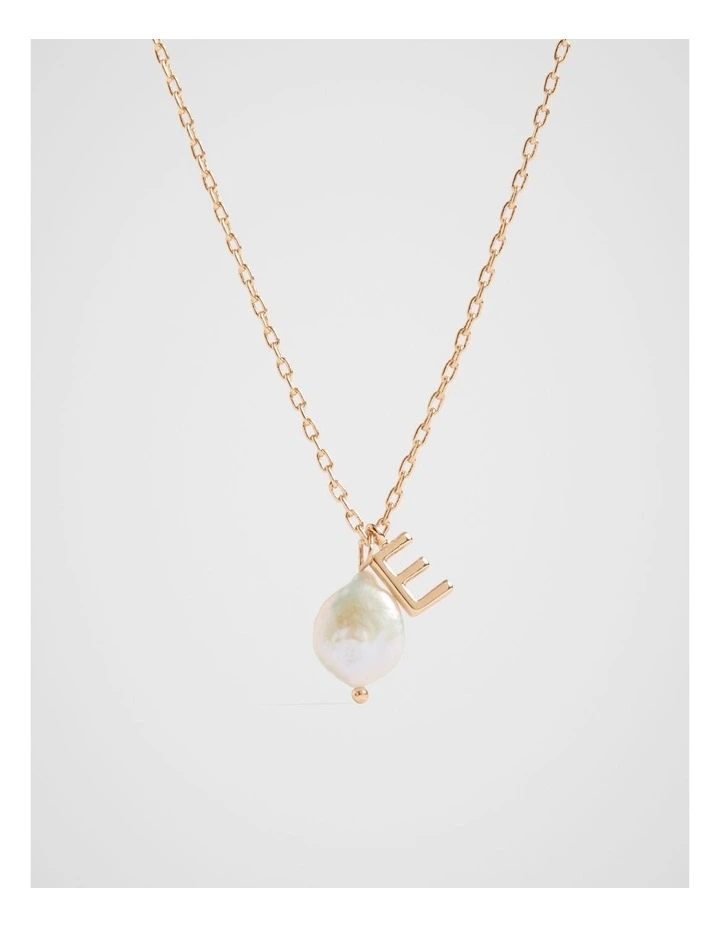 Pearl Alphabet Necklace E in Gold