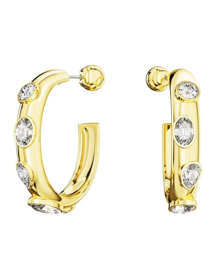 Dextera Hoop Earrings Mixed Cuts Gold-Tone Plated in White
