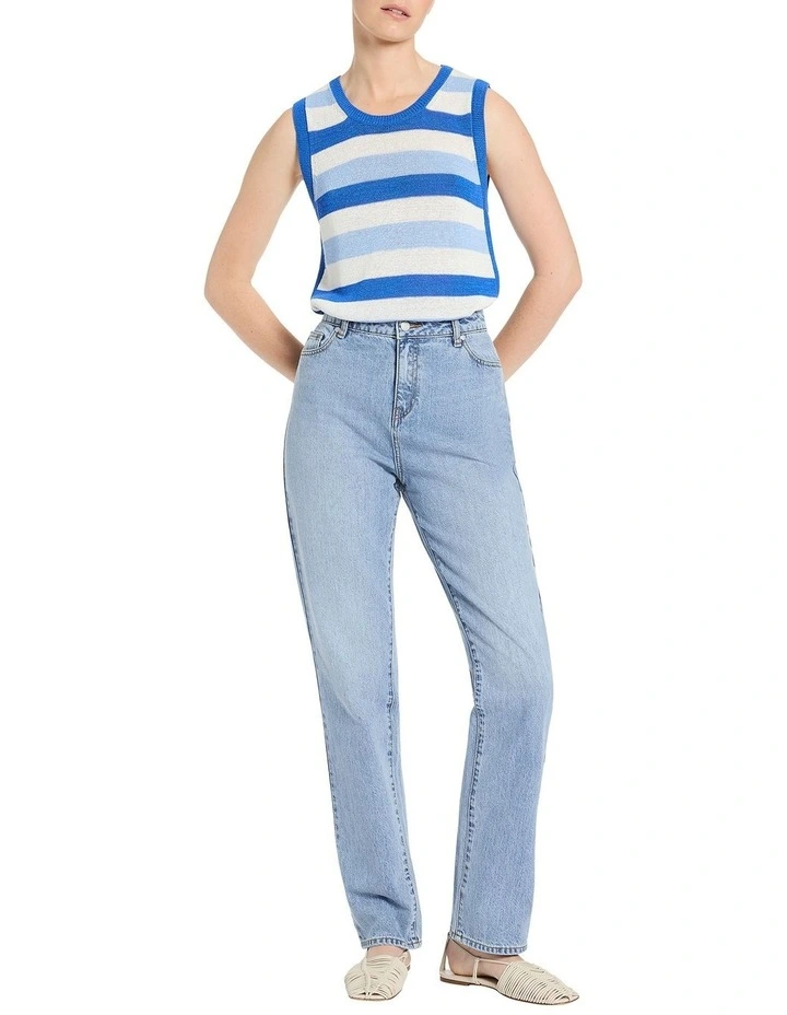 Alaia Striped Knit Tank in Blue Stripe