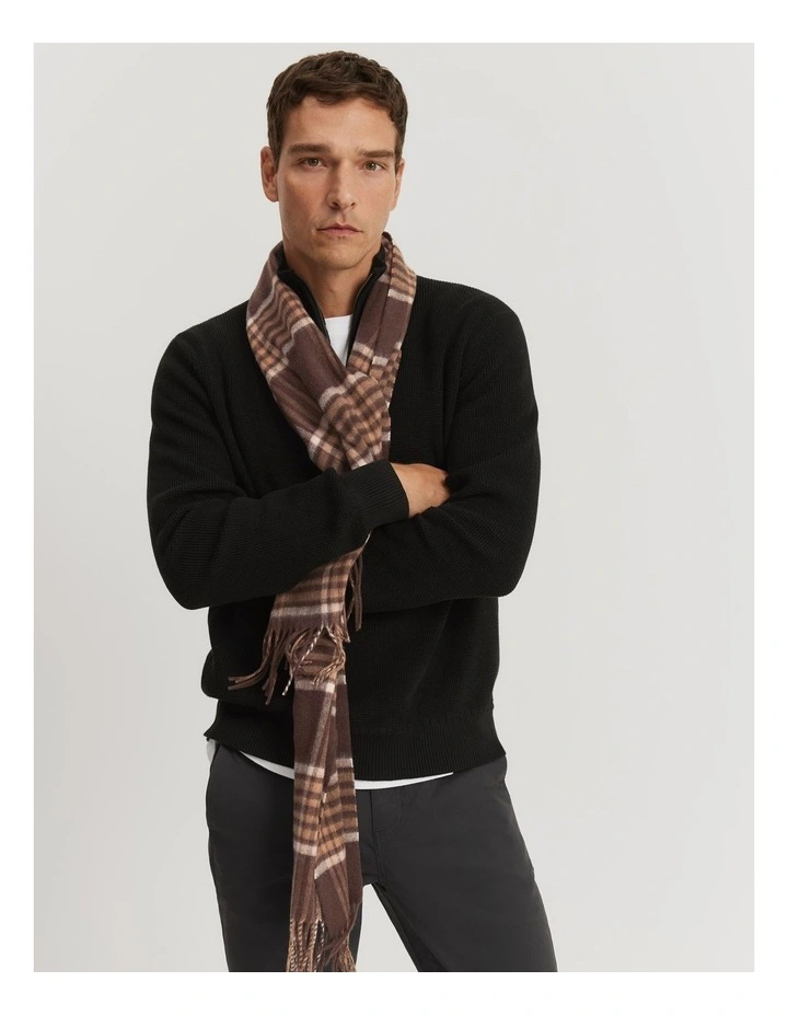 Check Scarf in Dark Brown