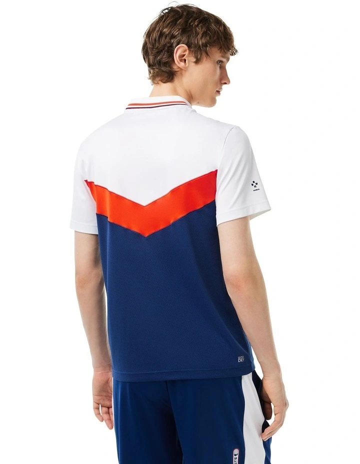 DM Tech Ultra Dry Polo Shirt in White/Sunrise