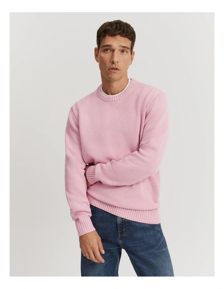 Australian Cotton Crew Knit in Chalk Pink