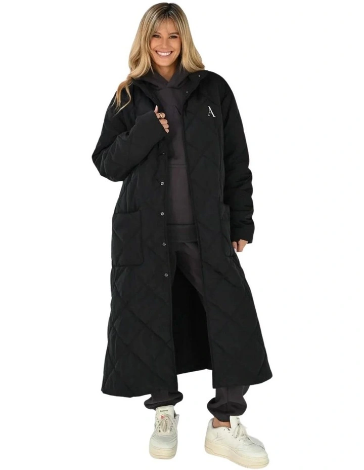 Recycled Puffer Coat in Black