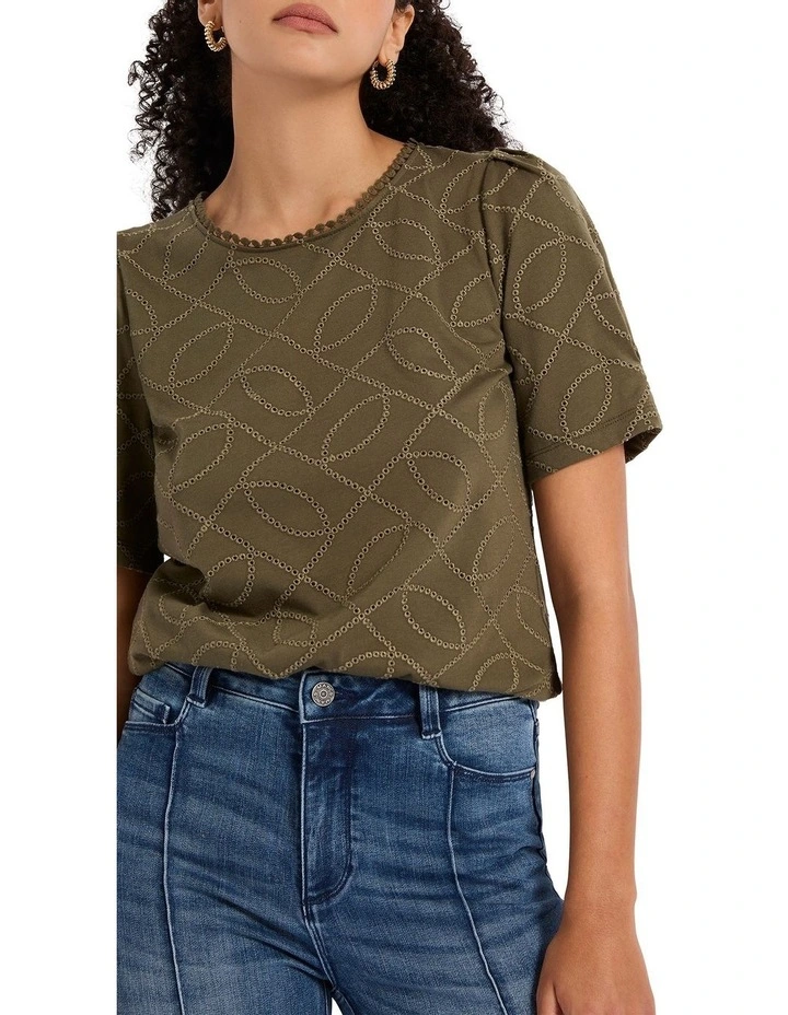 Circus Embroidery Top in Green
