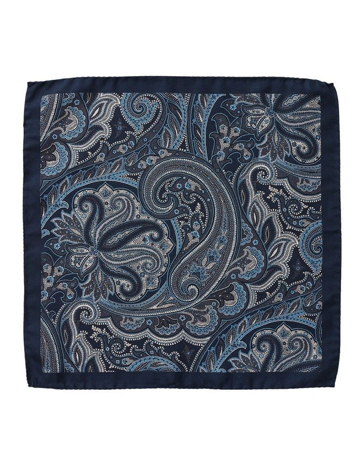 Bold Paisley Silk Pocket Square in Navy