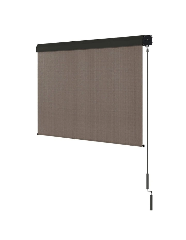 Outdoor Blinds Light Filtering Roll Down Awning Shade 3X2.5m in Brown