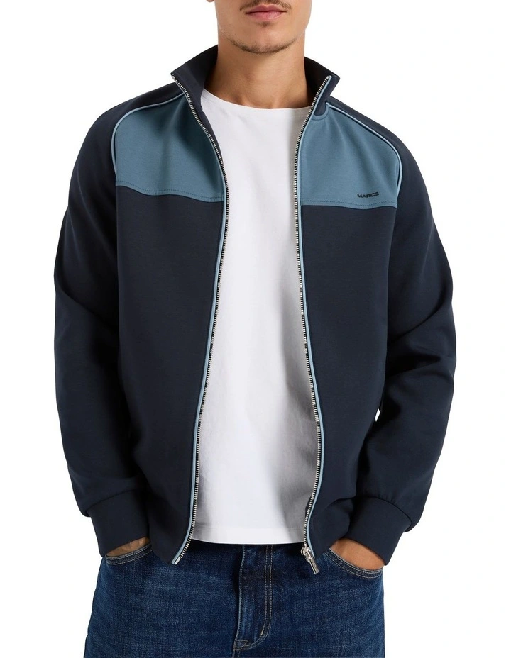 Rio Raglan Zip Thru Sweater in Navy