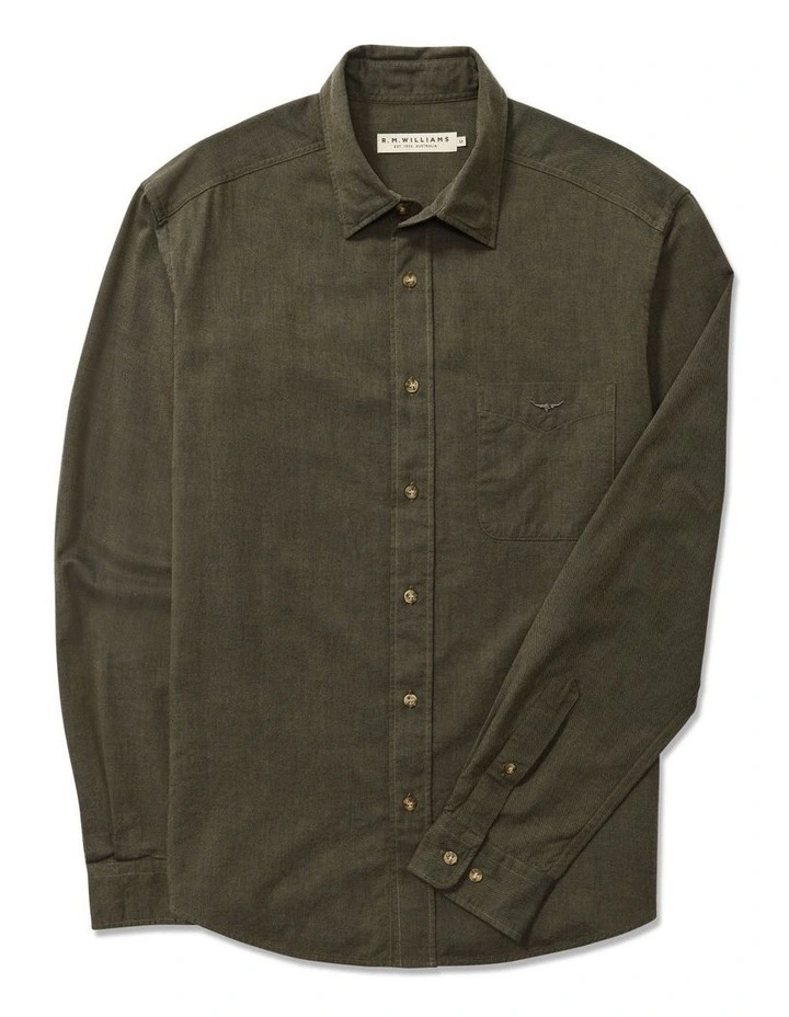 Corderoy Long Sleeve Shirt in Olive