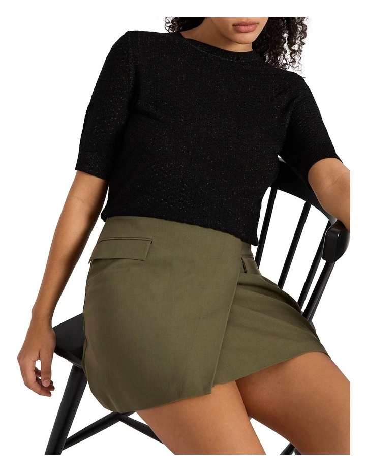 Shimmer Holiday Knit Top in Black