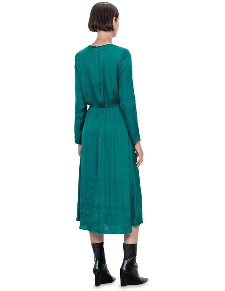 Drapey Satin Twist Dress in Green