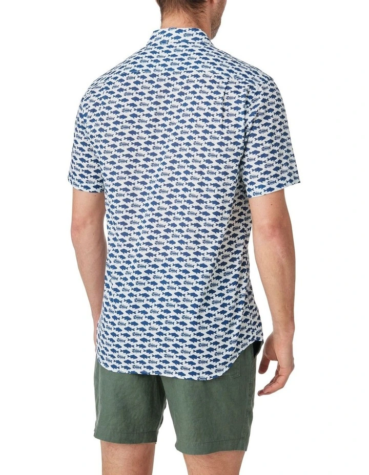 Bartwell Print Short Sleeve Shirt in White