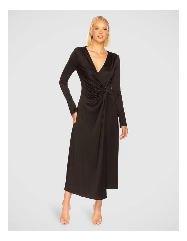 Miliani Long Sleeve Midi Dress in Balck
