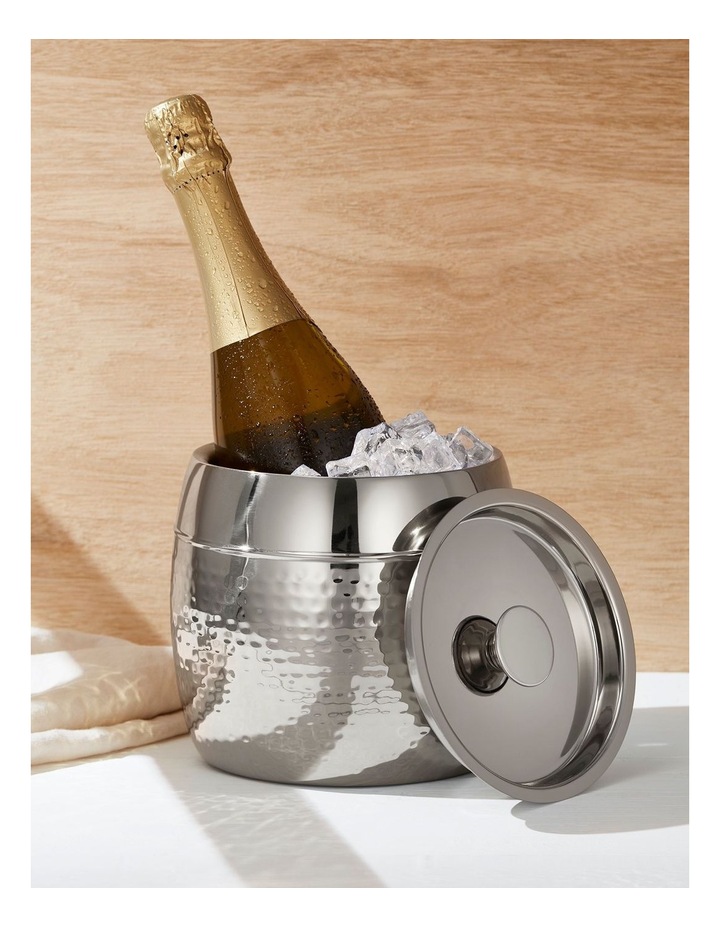 Alpha Hammered Ice Bucket in Silver