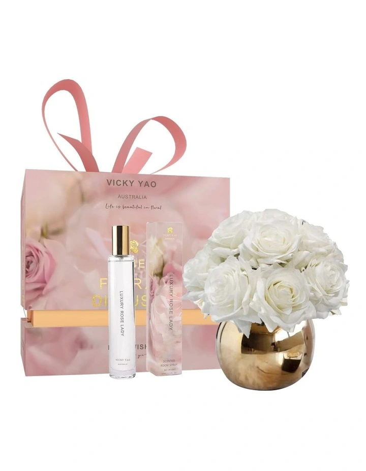 Natural Touch White 12 Alice Roses & Jasmine Magnolia Fragrance 50ml