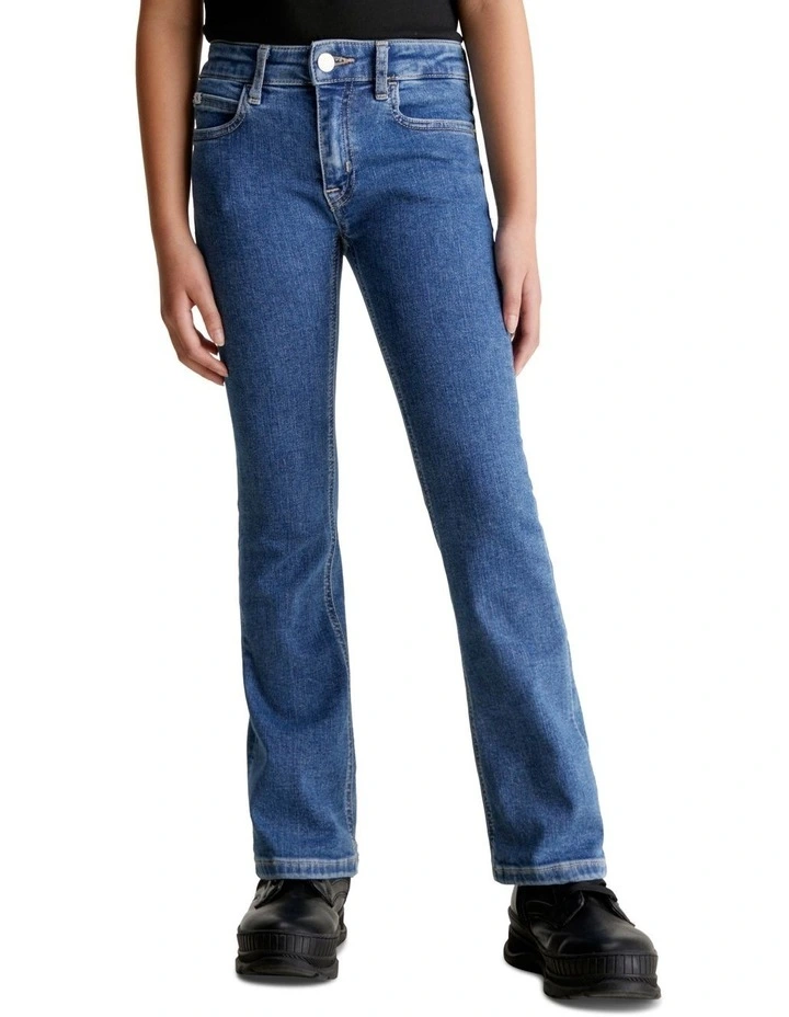 Flare Stretch Denim Jeans in Essential Blue