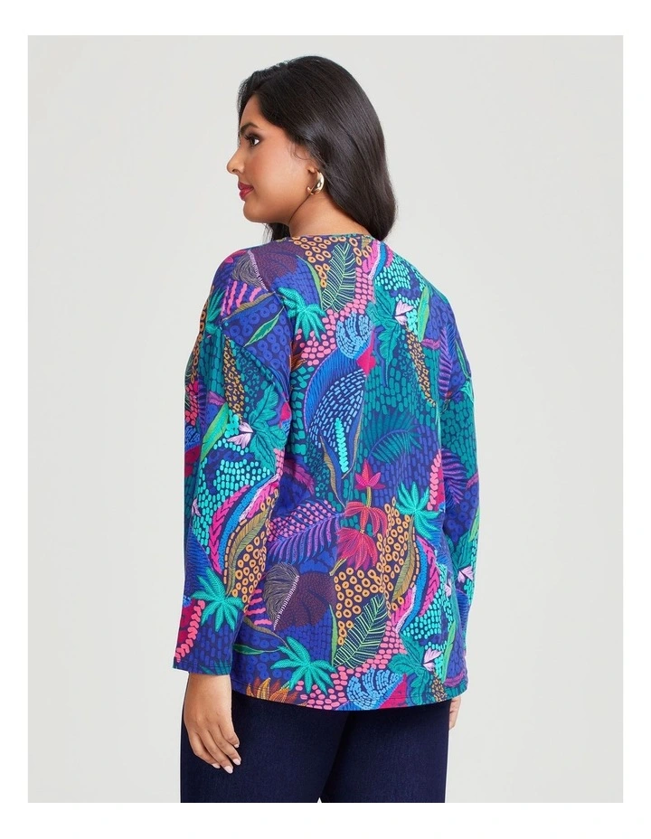 Cotton Leaf Print Top in Multi
