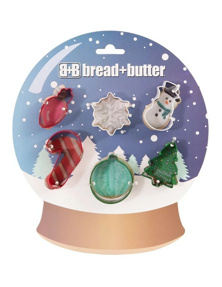 Globe Flake Snowman Cane Sock Tree Cookie Cutter 6 Pack