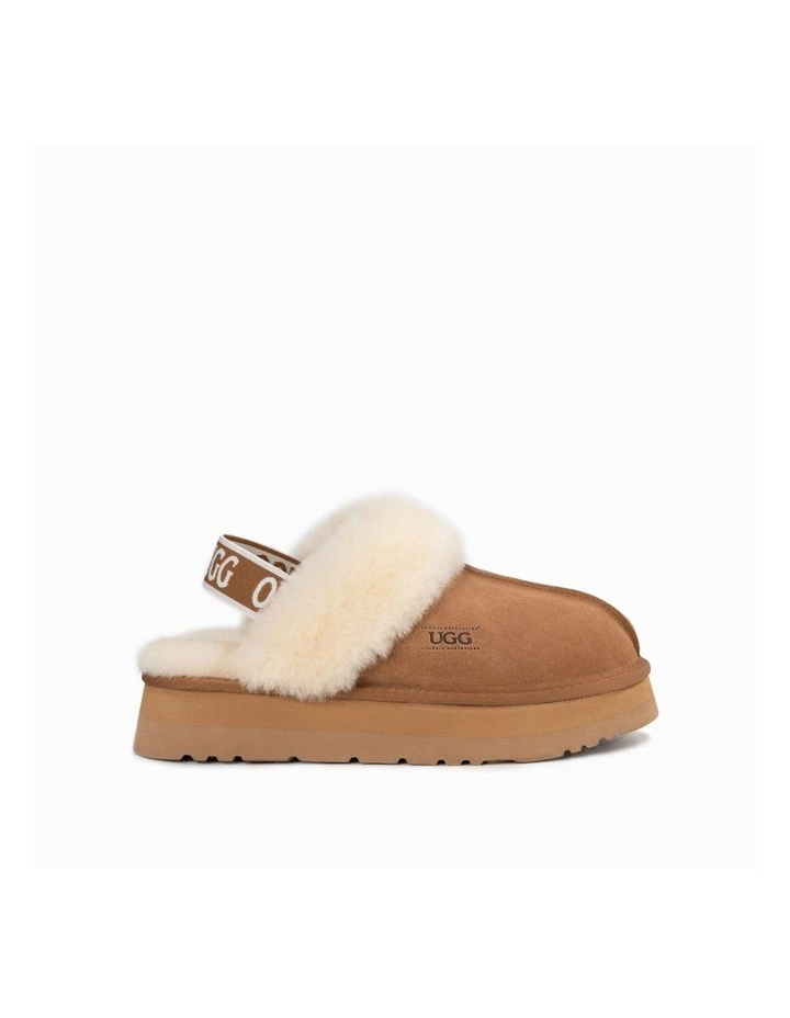 Platform Slipper Elastic Backstrap in Chestnut