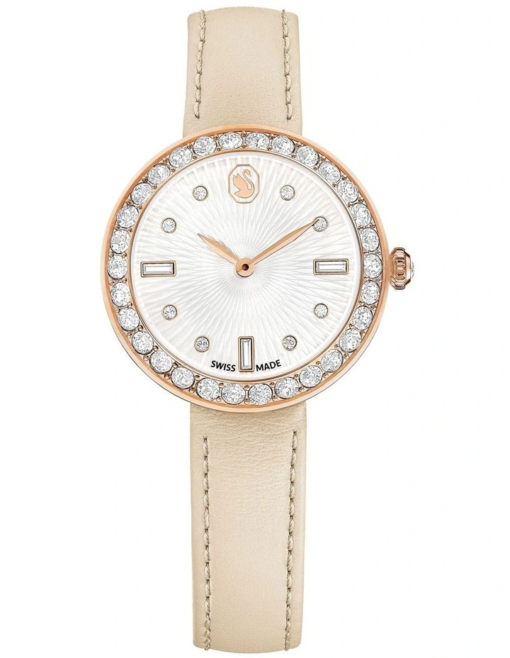 Certa Swiss Made Leather Strap Watch in Beige