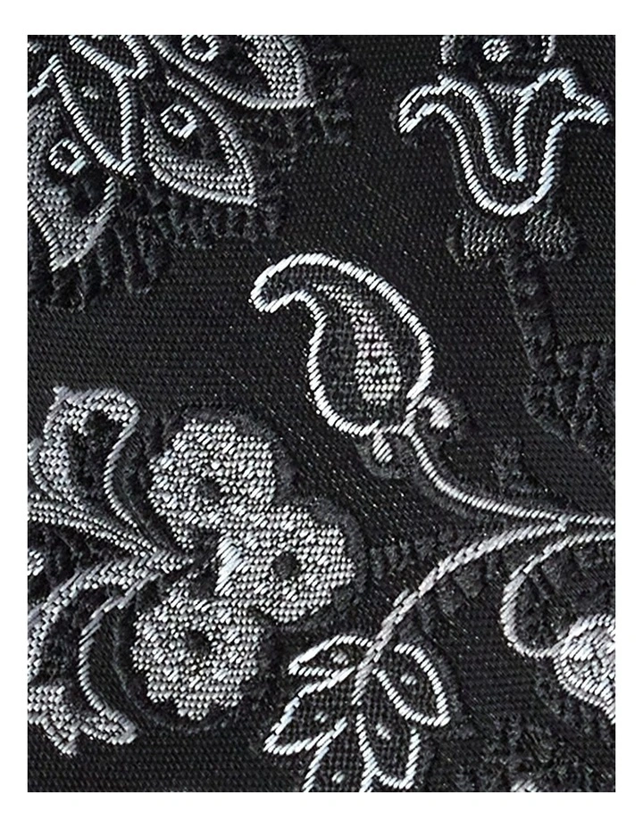 Mono Paisley Jacquard Tie 7Cm in Black