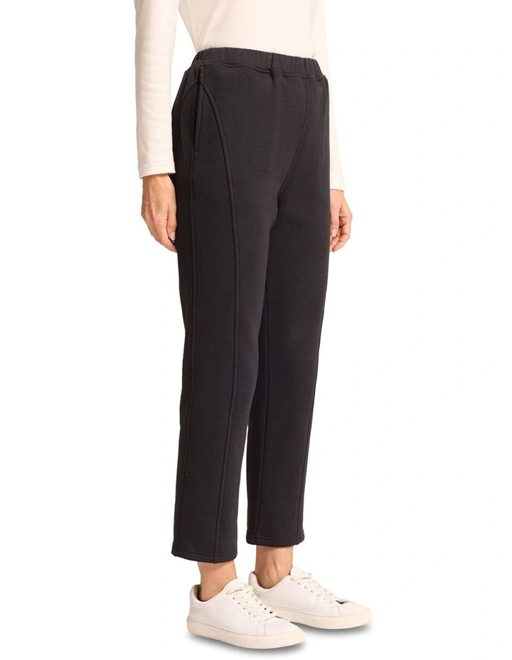 Snowy Mt Fleece Slim Short Length Pant in Black