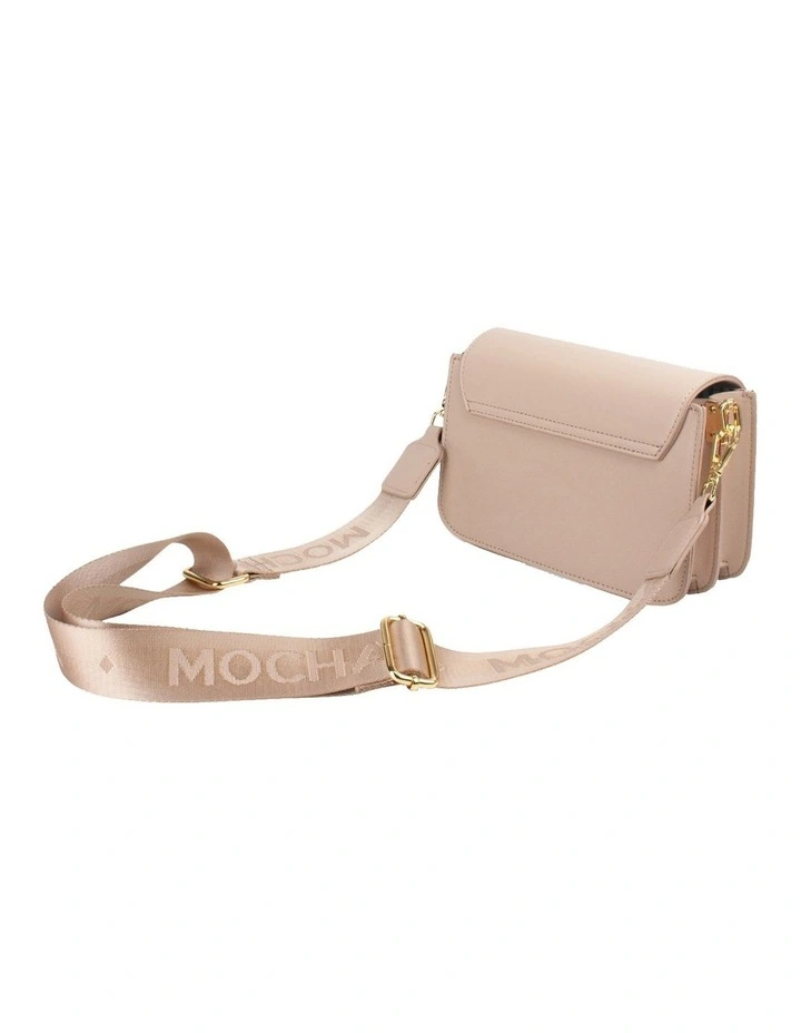 Hazel Buckle Crossbody Bag With Chain in Nude